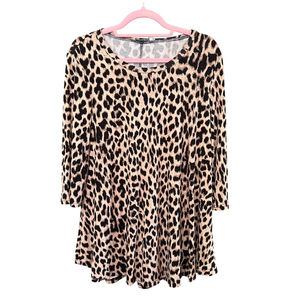 BaiShengGT Leopard Print Tunic Dress Casual Animal Print Dress Size M